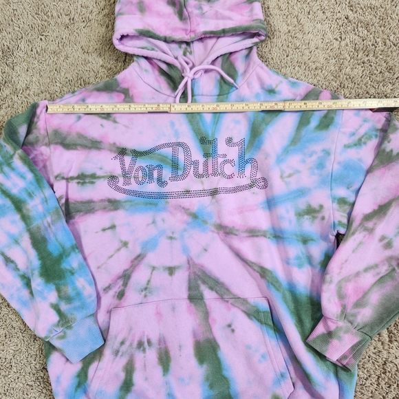 Women's Von Dutch Pink and Green Tie-Dye Hoodie and Sweats Set. Size Large. - Picture 4 of 16